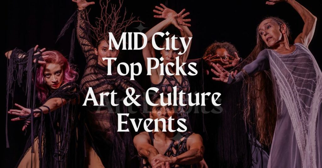 Contemporary dancers performing on stage with expressive poses during an art and culture event.